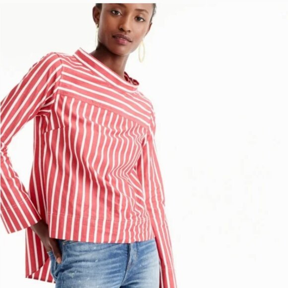 J. CREW Red funnel neck blouse Size 4 NWT - Picture 2 of 10